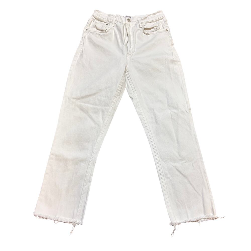 Agolde Riley High Rise Straight Crop Jeans in Sour Cream Women's 28